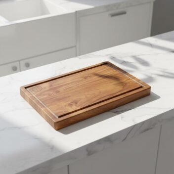 Large hardwood meat chopping board by Amra Farms, heavy teak wood butcher block for meat fish and vegetable cutting