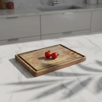 Premium single-block mango wood chopping board by Amra Farms, extra-large rectangular wooden cutting board for heavy-duty kitchen and meal preparation