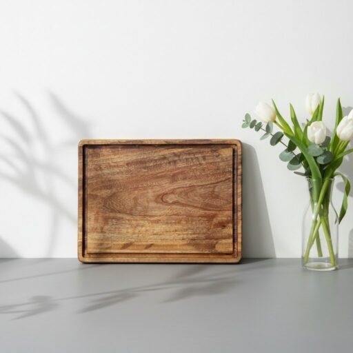 Amra Farms premium single-block mango wood chopping board, large rectangular wooden cutting board for cooking, bulk prep, and kitchen use