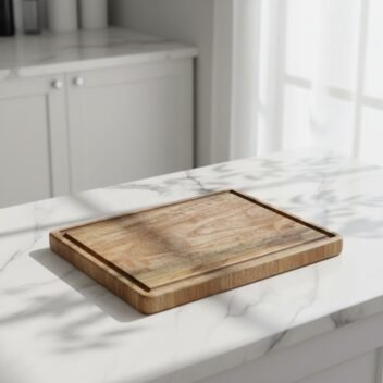 Premium single-block mango wood chopping board by Amra Farms, large rectangular wooden cutting board for heavy kitchen prep and daily cooking