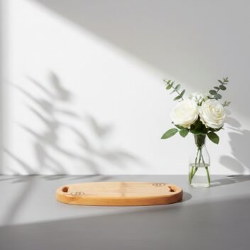 Small mango wood serving tray and platter with handle by Amra Farms, premium wooden chopping and serving board for meat, vegetables, fruits, and snacks