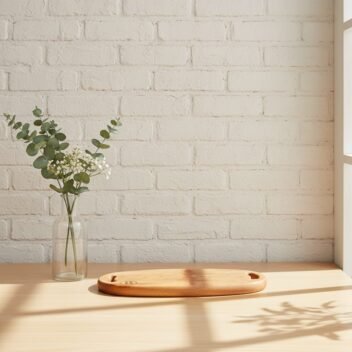 Small mango wood serving tray and platter with handle by Amra Farms, wooden chopping and serving board for vegetables, meat, fruits, and snacks