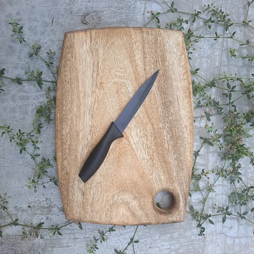 premium organic wood cutting board with grain detail