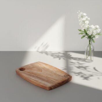 Amra Farms Small Handmade Mango Wood Cutting Board with Handle, Wooden Chopping & Serving Board for Kitchen, Meat, and Vegetables 34x24x2 cm