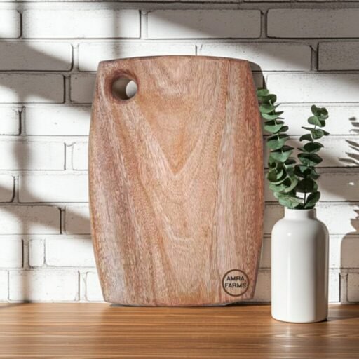 Amra Farms Handmade Small Mango Wood Cutting Board with Handle, Wooden Chopping & Serving Board for Kitchen, Meat, and Vegetables 34x24x2 cm