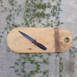 Mini Oval Mango Wood Cutting Board with Handle | Premium Single-Block Craftsmanship | Rustic Natural Finish