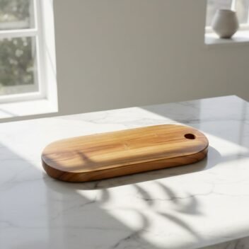Small Rustic Teak Wood Cutting Board with Handle 16x7 inch – Wooden Chopping Board - Image 4