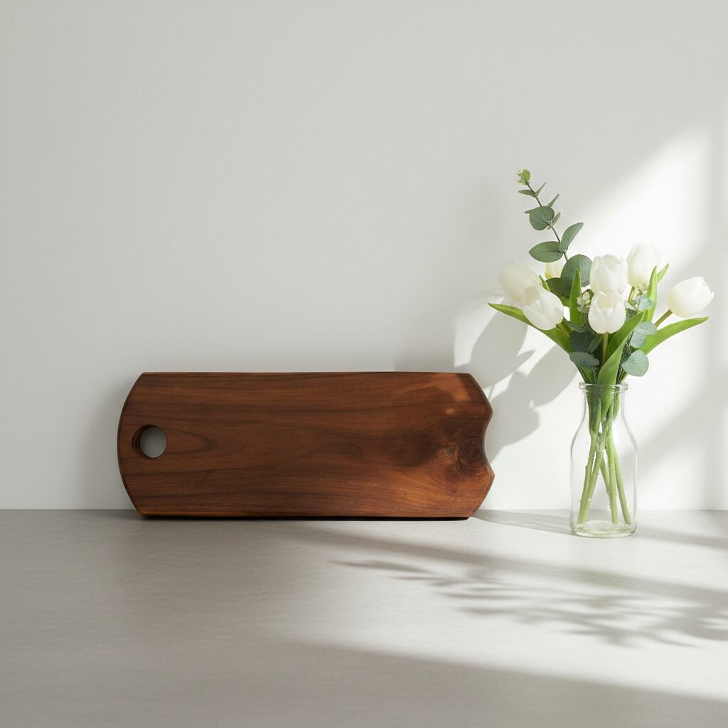 Small Teak Wood Cutting Board with Handle 12 x 7 x 1 Inch – Wooden Chopping Board