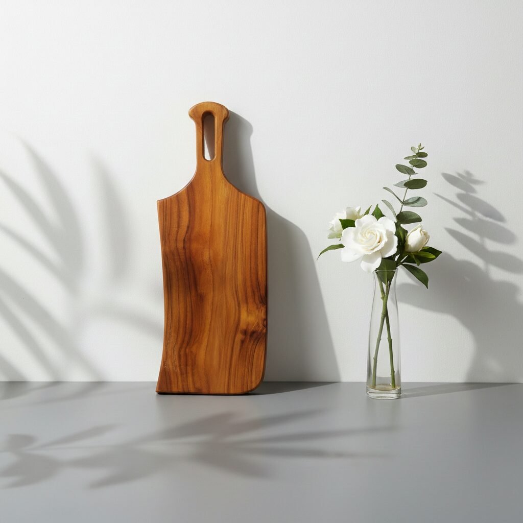 teak wooden cutting board with handle 19×7×1 inch small handcrafted serving chopping board