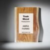 Single block teak wood live edge chopping board with natural grain