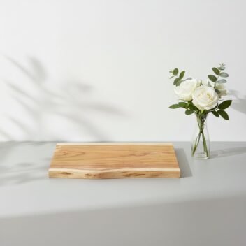 Live-Edge Teak Wood Chopping Board by Amra Farms, Handcrafted Single-Block Wooden Butcher & Cutting Board for Meat, Vegetables, and Kitchen Prep
