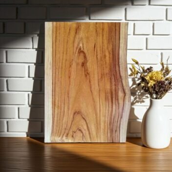 Live-Edge Teak Wood Cutting Board by Amra Farms, Handcrafted Single-Block Wooden Butcher Board for Meat, Vegetables, and Kitchen Prep