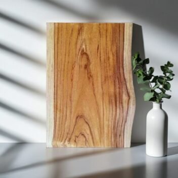 Live-Edge Teak Wood Cutting Board by Amra Farms, Handcrafted Single-Block Wooden Chopping & Butcher Board for Meat, Vegetables, and Kitchen Use