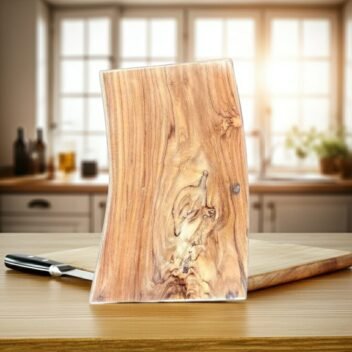 Solid Live-Edge Teak Wood Cutting Board by Amra Farms, Single-Block Heavy-Duty Wooden Chopping & Butcher Board for Meat, Vegetables, and Kitchen Prep