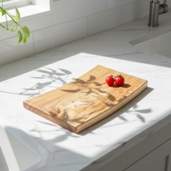 Solid Live-Edge Teak Wood Cutting Board by Amra Farms, Heavy-Duty Single-Block Wooden Chopping & Butcher Board for Meat, Vegetables, and Kitchen Use
