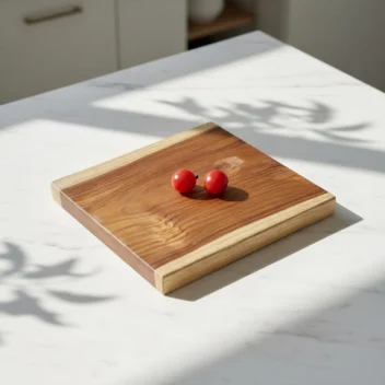 Solid Square Teak Wood Chopping Board by Amra Farms, Premium Single-Block Wooden Cutting & Butcher Board for Meat, Vegetables, and Kitchen Use