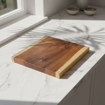 Single Block Square Teak Wood Chopping Board 10×10×1 Inch – Wooden Cutting Board - Image 2