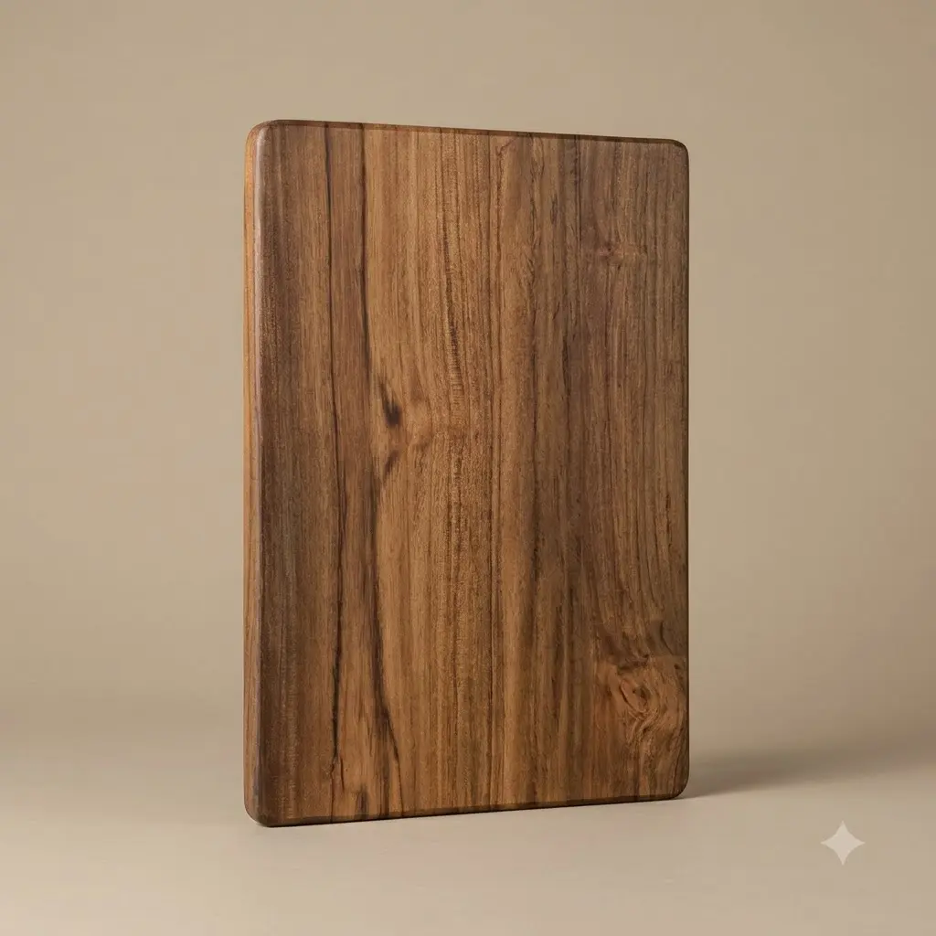 Medium Single Block Teak Wood Minimalist Chopping Board by Amra Farms – view 1