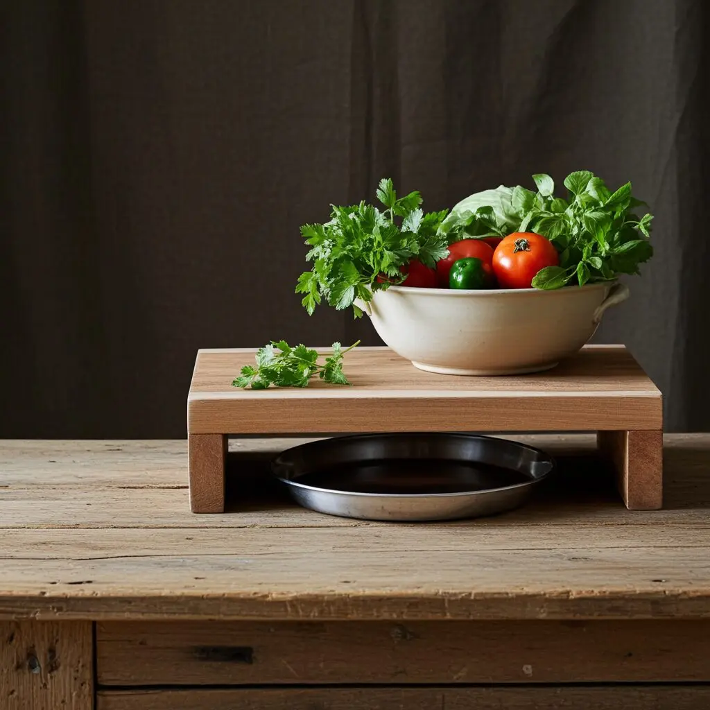 Raised wooden cutting board with ergonomic height, durable and eco-friendly chopping board for kitchen use