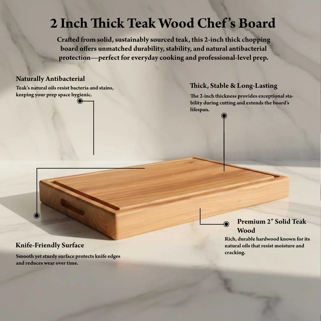Chefs Board by Amra Farms, Durable Wooden Cutting and Chopping Board for Vegetables, Meat, and Kitchen Prep