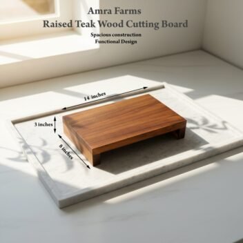 Dimensions of Raised Teak Wood Cutting Board – Premium Elevated Wooden Cutting Board for Vegetables, Fruits, Meat, and Kitchen Prep