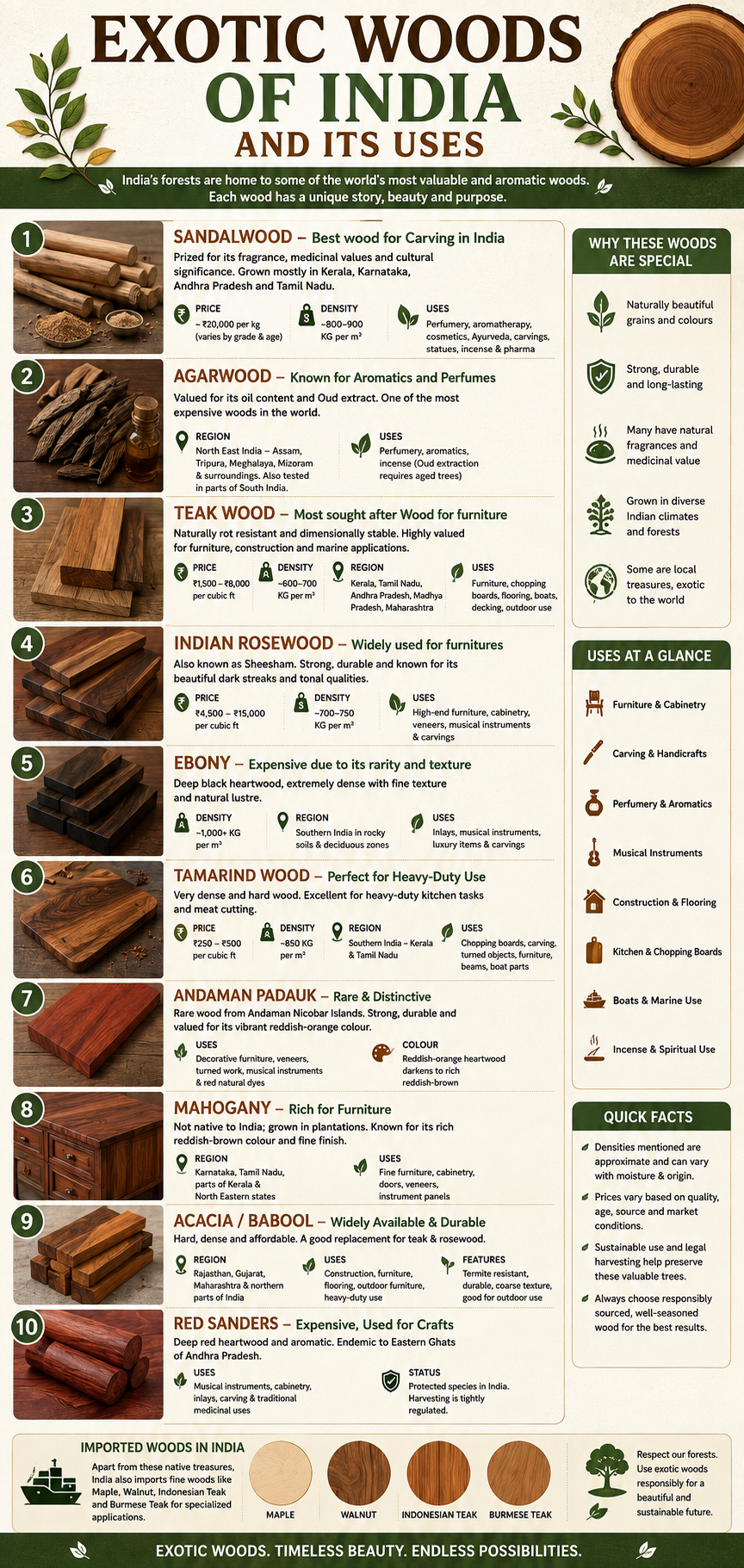 Exotic Woods of India and Its Uses