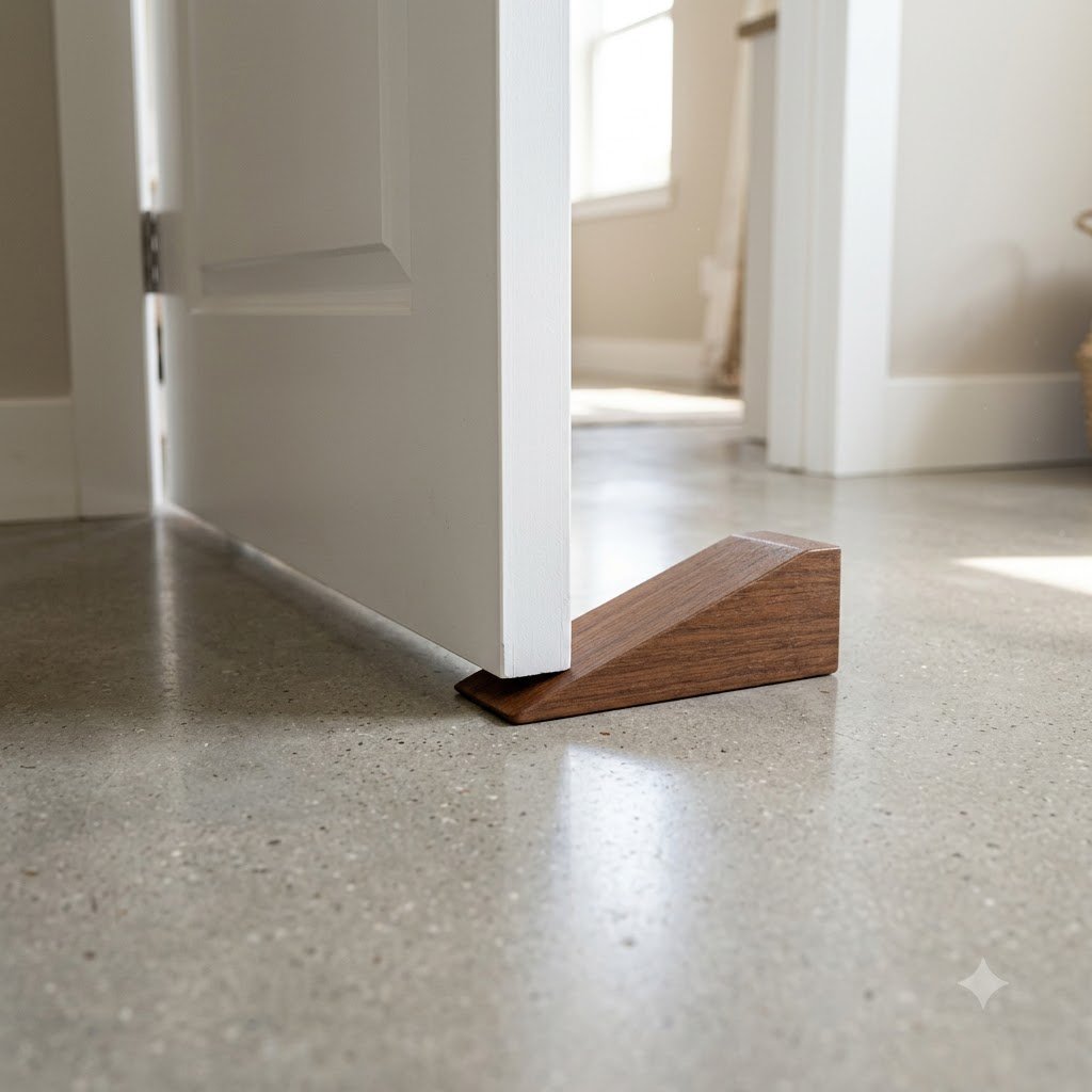 Handcrafted Teak Wood Wedge Door Stopper Set of 5 - 5x2x2 inch – Heavy Duty Wooden Door Stop