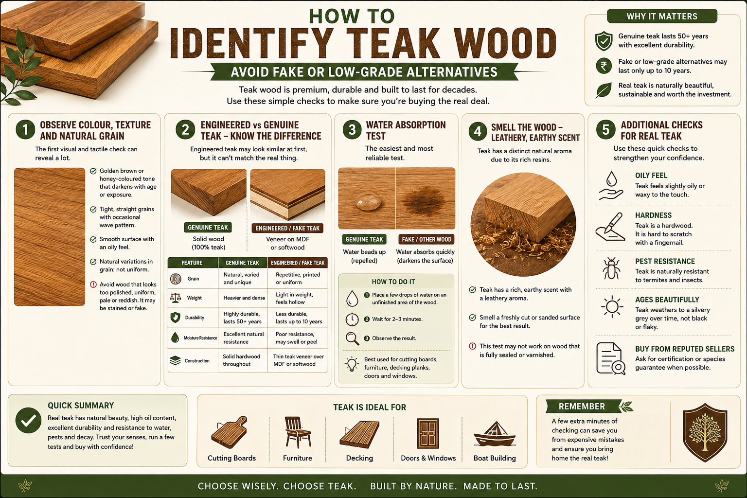 What to look for when purchasing a teak wood cutting board and how to identify teak wood