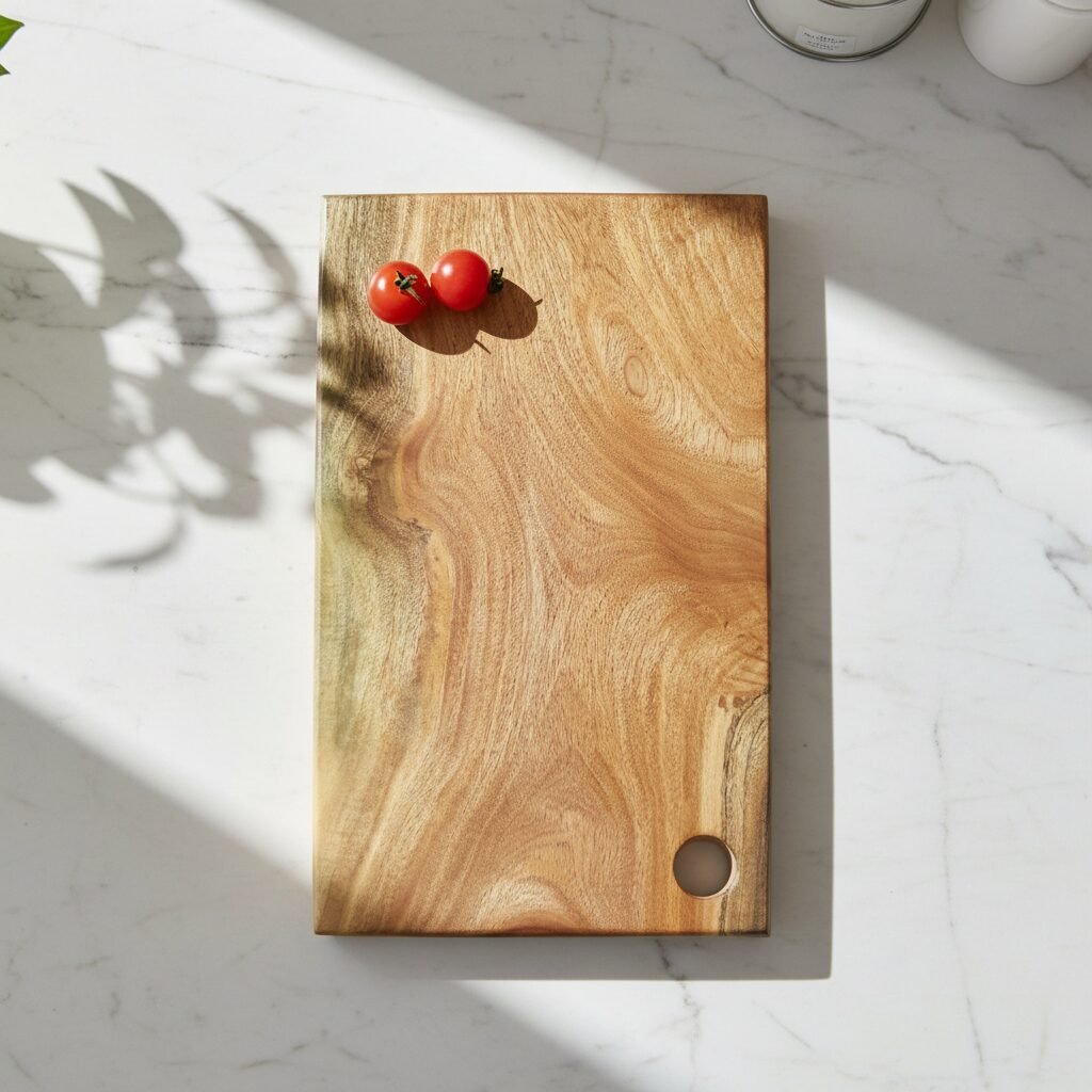 neem wood chopping board 16×10×1 inch with hanging hole single block