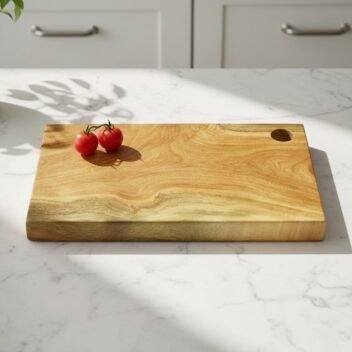 single-block neem wood chopping board with hanging hole 16×10×1 inch