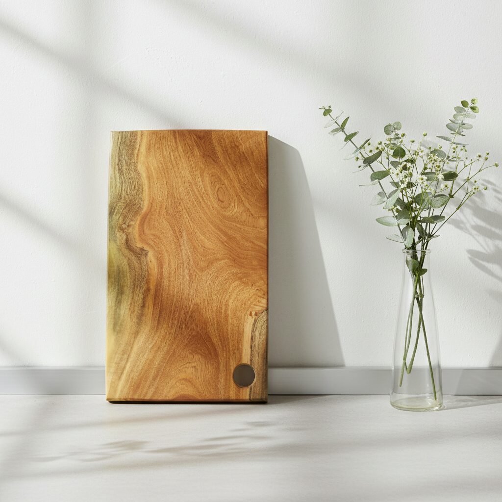 single-piece neem wood chopping board 16×10×1 inch with hanging hole