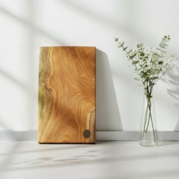 single-piece neem wood chopping board 16×10×1 inch with hanging hole