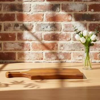 Handcrafted Mini Wooden Chopping Board with Handle 19×7×1 Inch – Small Serving Board | Amra Farms - Image 4