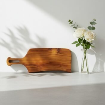 Handcrafted Mini Wooden Chopping Board with Handle 19×7×1 Inch – Small Serving Board | Amra Farms - Image 3