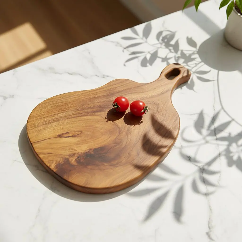 Custom Live Edge Teak Wood Serving Board 12x8x1 inch– Wooden Cutting Board