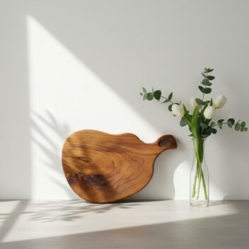 Custom Live Edge Teak Wood Serving Board 12x8x1 inch– Wooden Cutting Board - Image 3