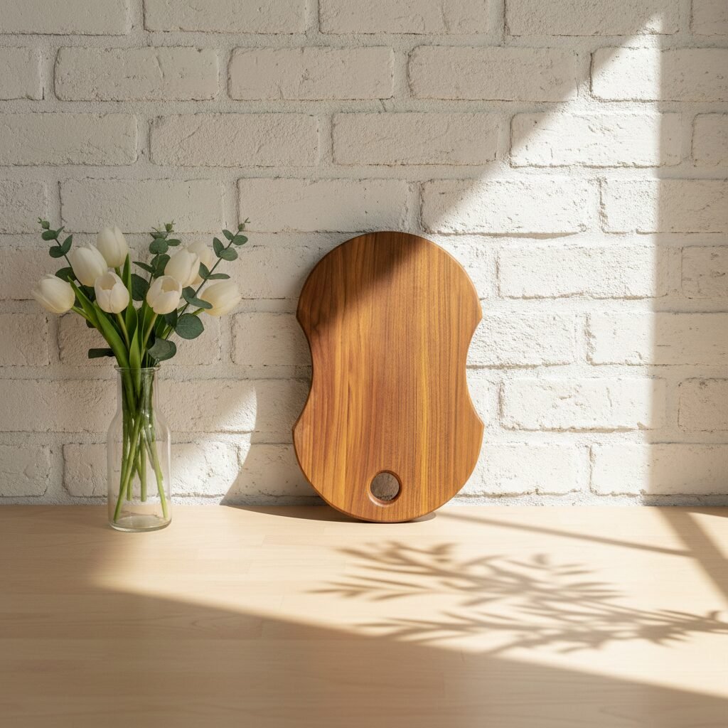 custom teak wood oval cutting board 15×10×1 inch wooden chopping serving board by Amra Farms