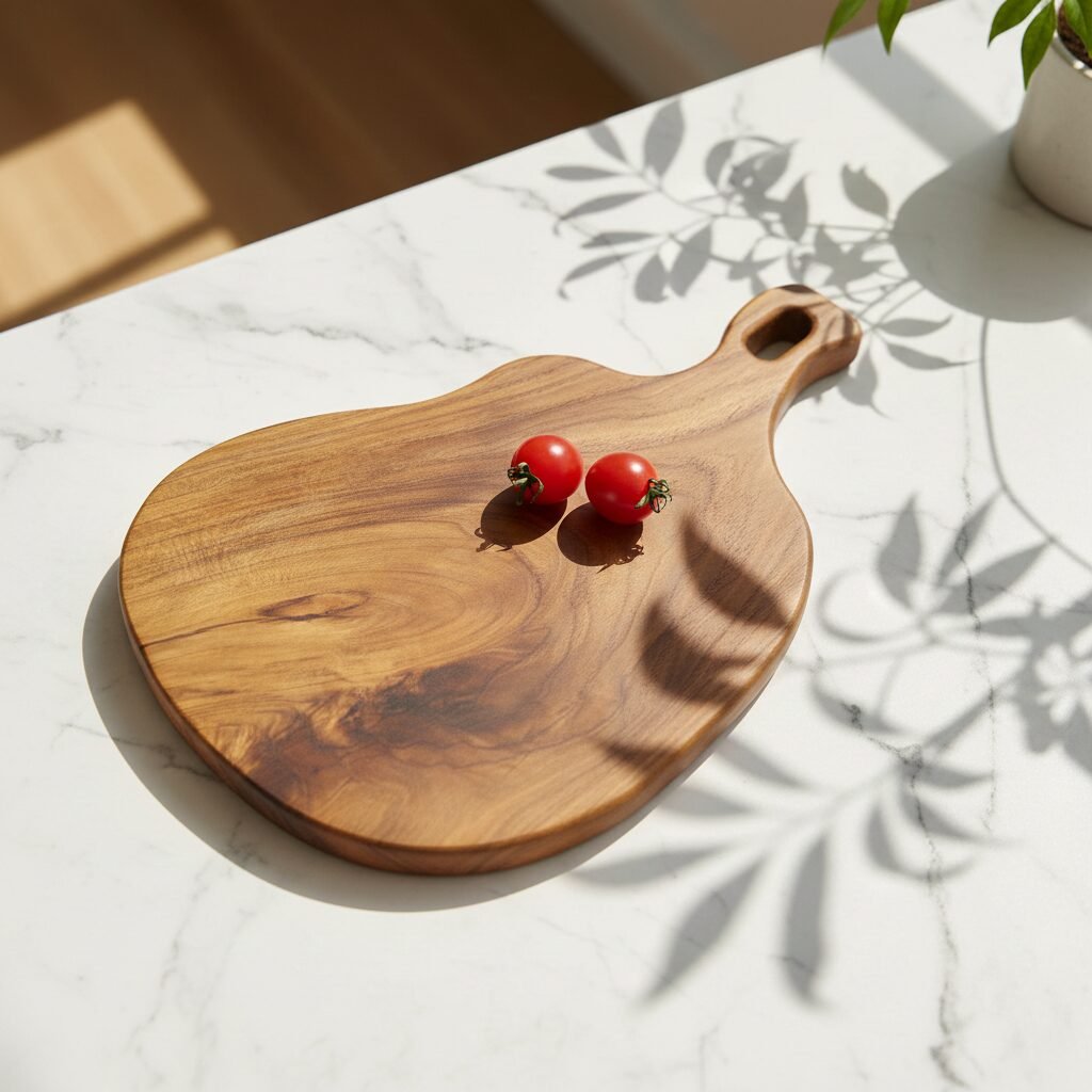 Custom Live Edge Teak Wood Serving Board 12x8x1 inch– Wooden Cutting Board