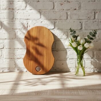handcrafted teak wood cutting board 15×10×1 inch oval serving charcuterie board