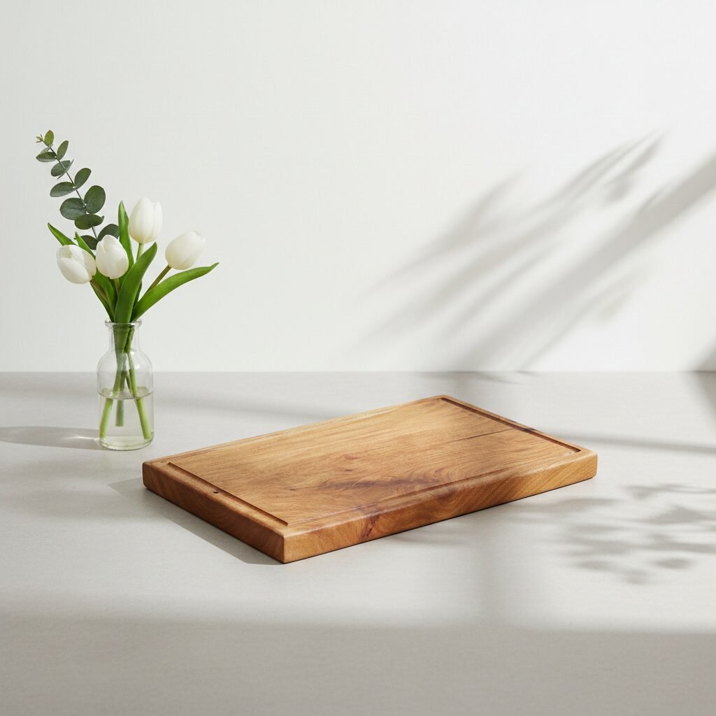 Neem Wood Chopping Board with Juice Groove 10×16×1 Inch – Wooden Cutting Board