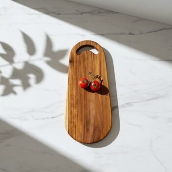 teak wood cutting board 20×9×1 inch semi-oval single block cheese serving board
