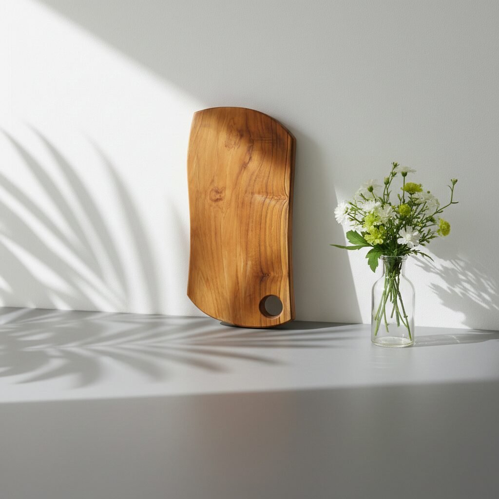 Small Live Edge Teak Wood Chopping Board 8×15×1 Inch – Wooden Cutting Board
