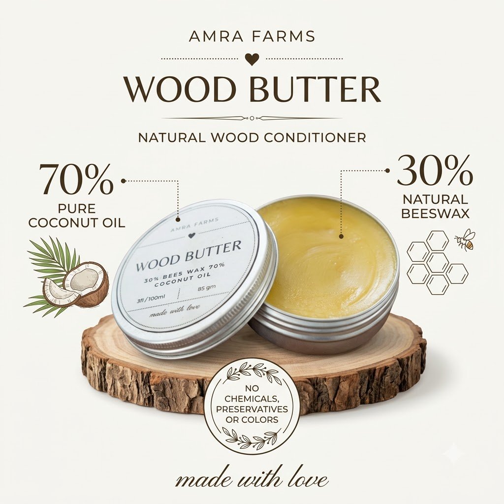 Wood Butter for Chopping Boards 100ml (85g) – Wood Conditioner & Wood Wax | Amra Farms