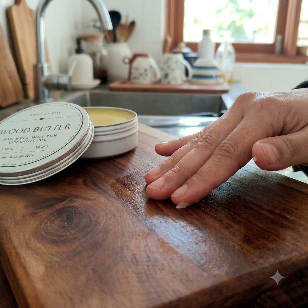 Wood Butter for Chopping Boards 100ml (85g) – Wood Conditioner & Wood Wax | Amra Farms