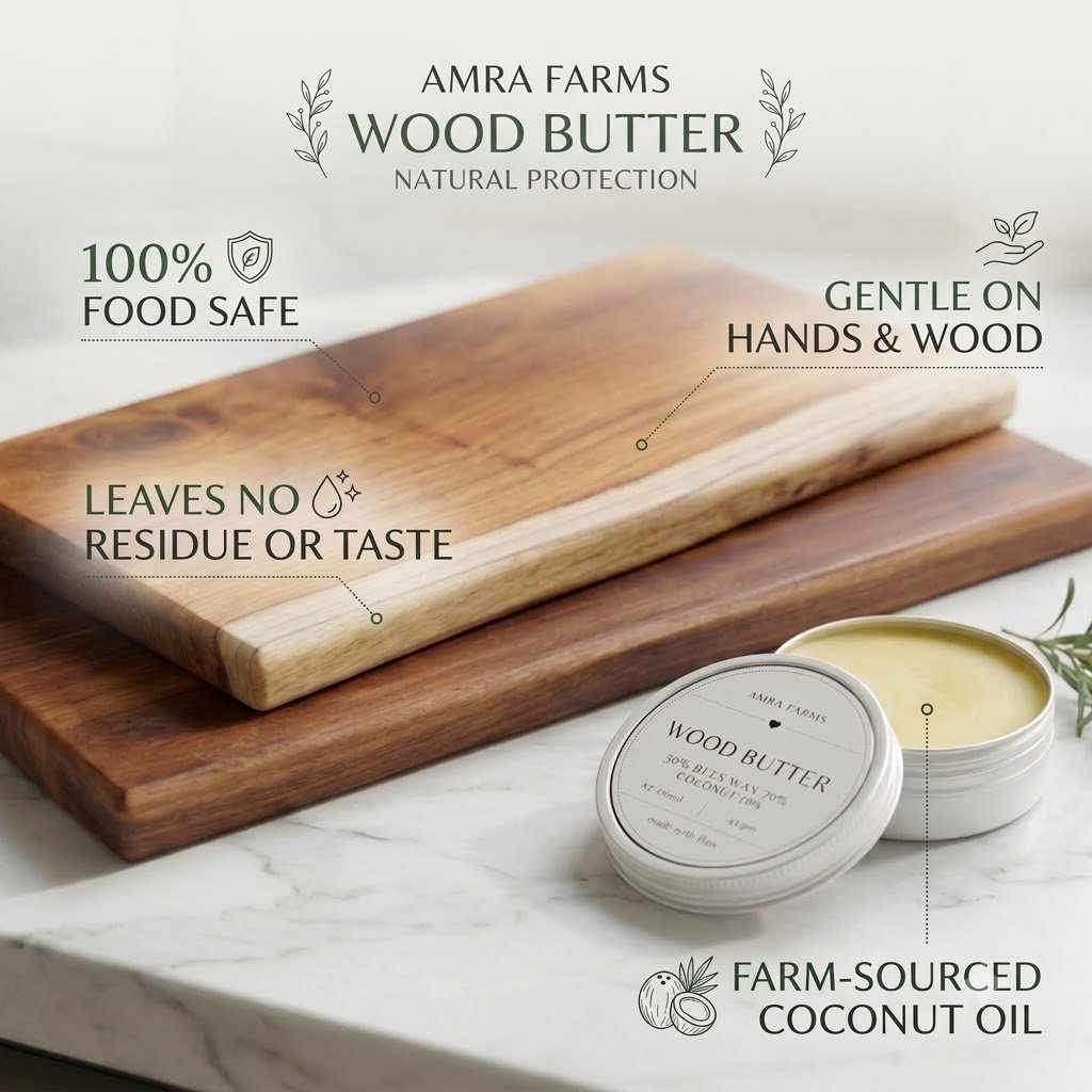 Wood Butter for Chopping Boards 100ml (85g) – Wood Conditioner & Wood Wax | Amra Farms