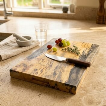 Medium Spalted Tamarind Wood Meat Cutting Board 10x16x1 Inch – Wooden Chopping Board