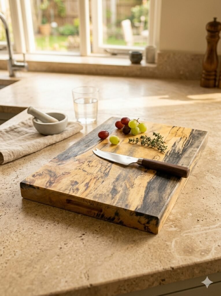 Medium Spalted Tamarind Wood Meat Cutting Board 10x16x1 Inch – Wooden Chopping Board