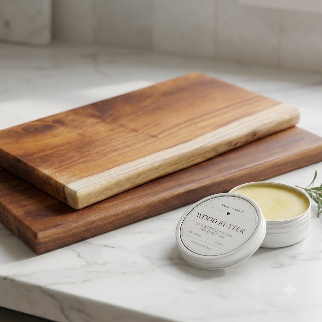 Wood Butter for Chopping Boards 100ml (85g) – Wood Conditioner & Wood Wax | Amra Farms