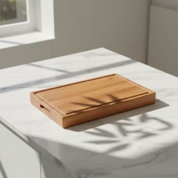 Extra-large 15×22×2 inch neem wood cutting board with a thick solid wood surface for kitchen preparation