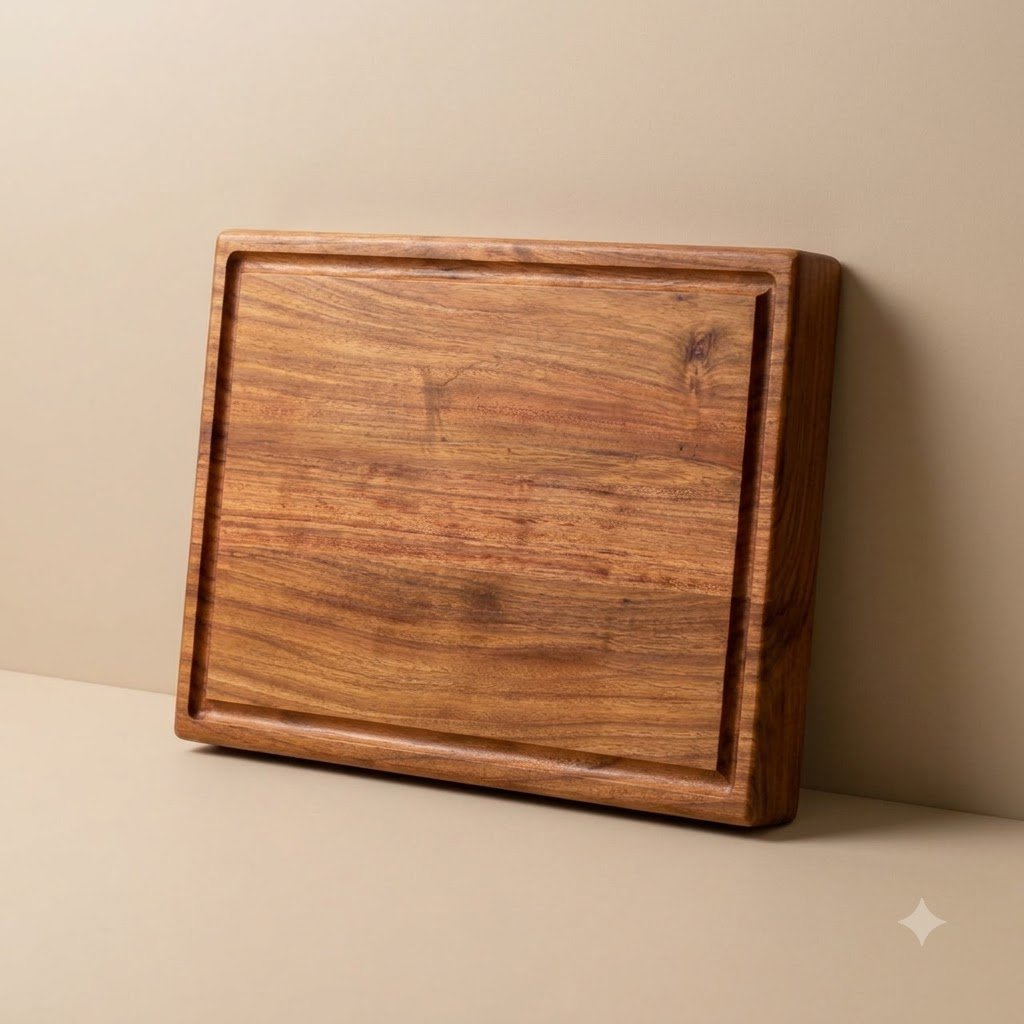 2 Inch Thick Single Block Rectangular Teak Wood Chopping Board by Amra Farms – view 8